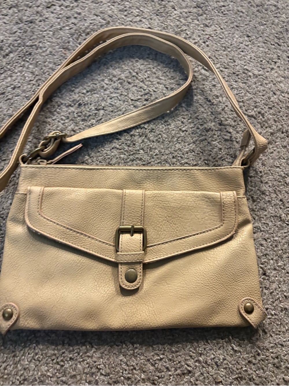 American Eagle by Payless Neutral Beige Crossbody Bag with Front Flap